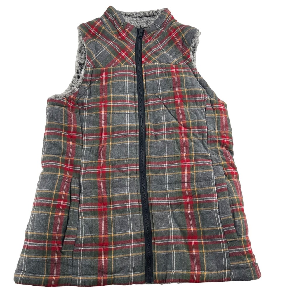 Maurices Women's Small Flannel Plaid Christmas Sherpa lined Full Zip Vest Jacket